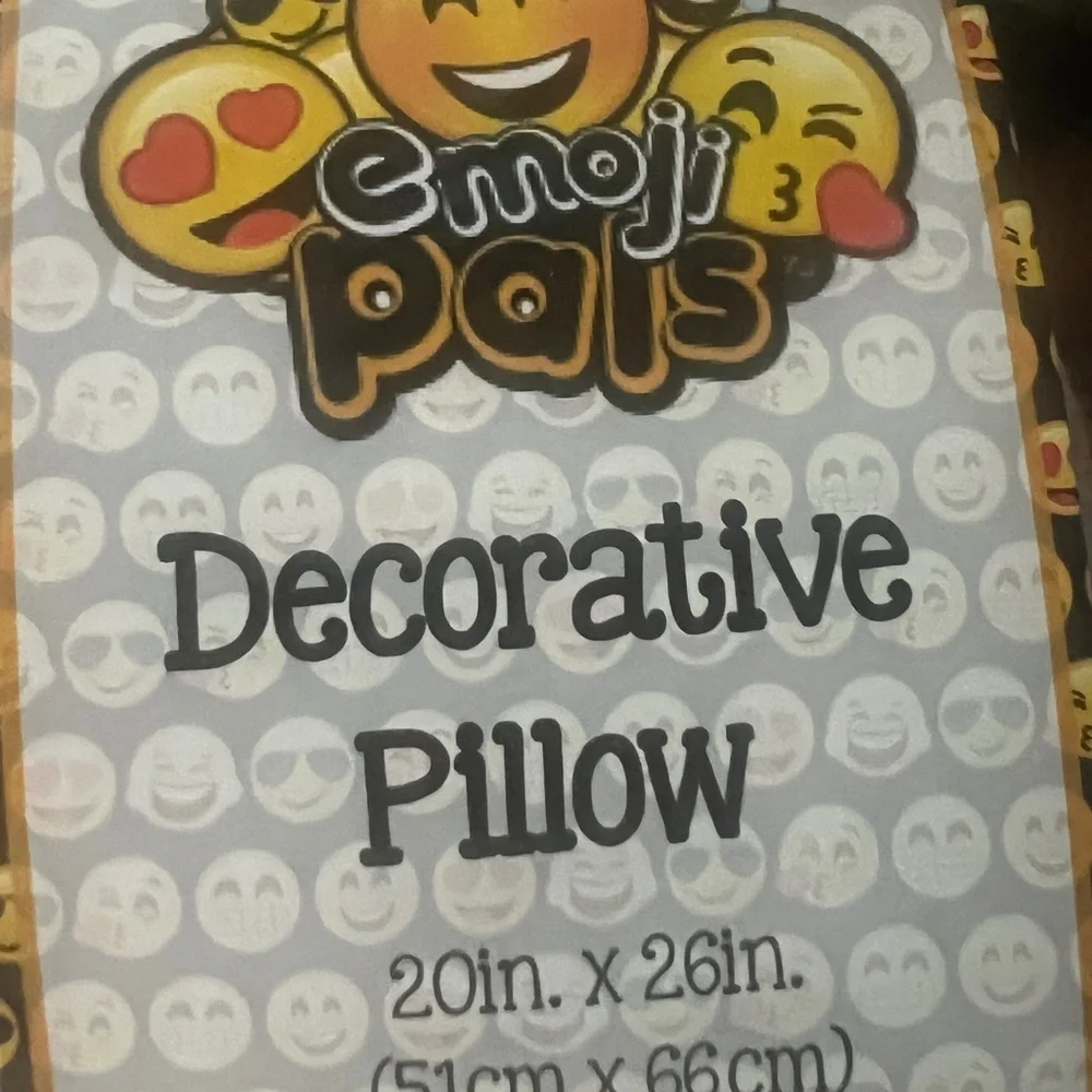 Emoji Patterned Decorative Pillow - Cream and Yellow